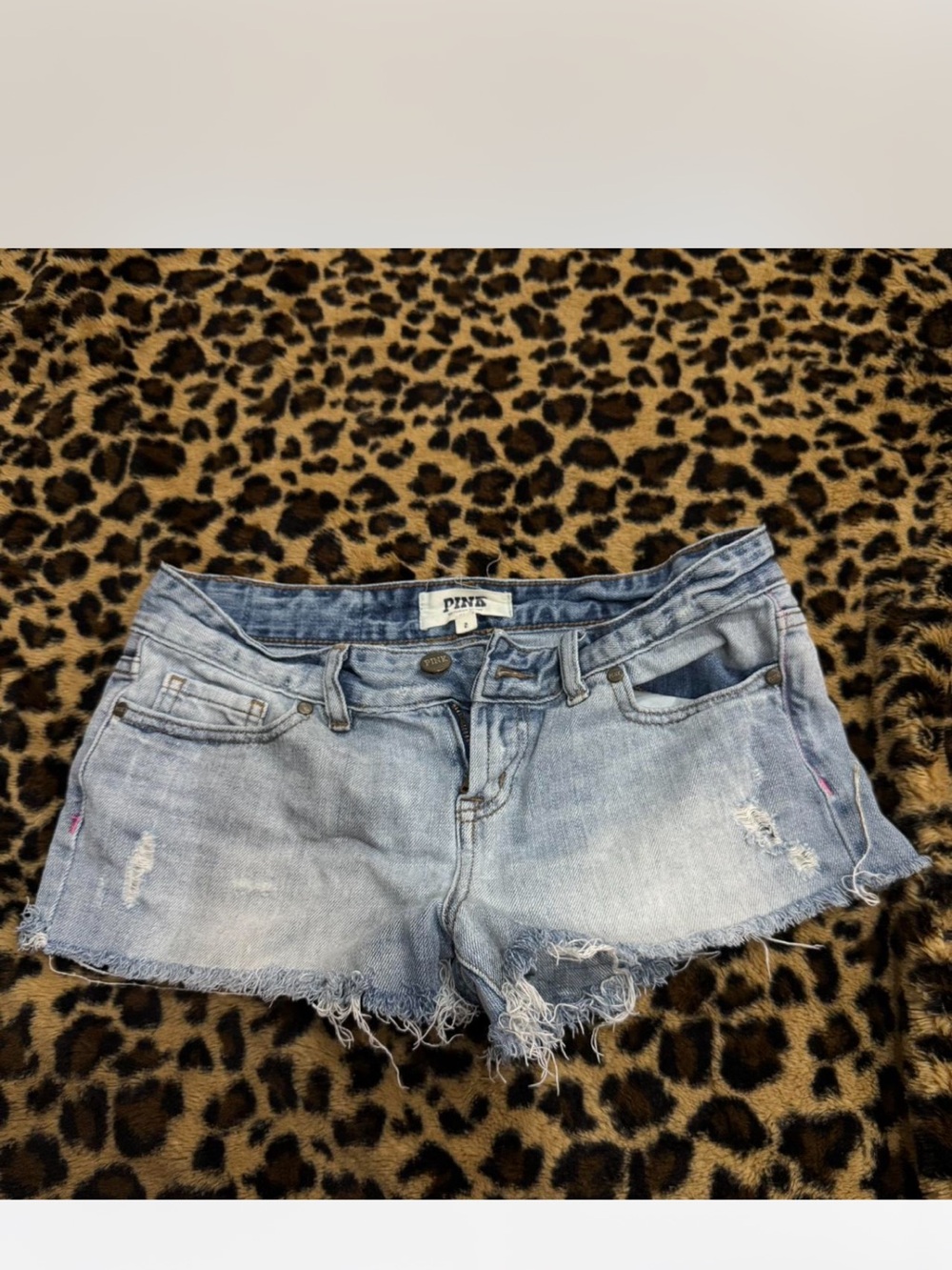 PINK Victoria's Secret Light Blue Distressed Denim Cutoff Shorts